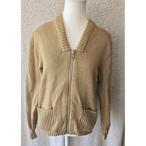 Ansett Pure New Wool Fullzip Cardigan Sweater Light Brown Tag Says 16 (Fits Med)